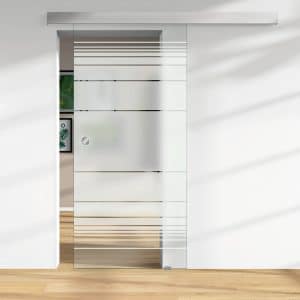 Glasschiebetür ESG Floatglas Dekor Siebdruck 36/05 DIN LI/RE 2060 x 940 x 8 mm