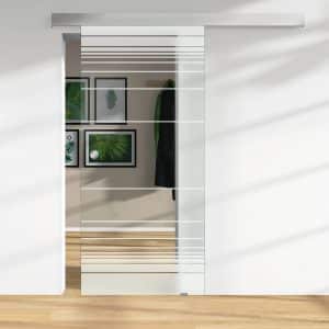 Glasschiebetür ESG Floatglas Dekor Siebdruck 36/06 DIN LI/RE 2060 x 940 x 8 mm