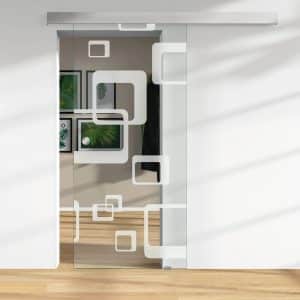 Glasschiebetür ESG Floatglas Dekor Siebdruck 36/31 DIN LI/RE 2060 x 940 x 8 mm