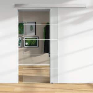 Glasschiebetür ESG Floatglas Dekor Siebdruck 36/39 DIN LI/RE 2060 x 940 x 8 mm