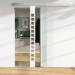 Glasschiebetür ESG Floatglas Lasermattierung  56/36 DIN LI/RE 2060 x 940 x 8 mm