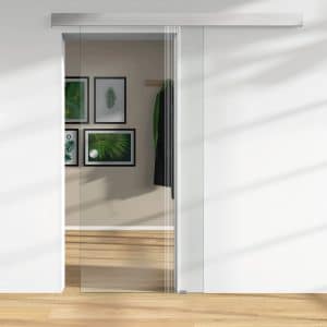 Glasschiebetür ESG Floatglas Lasermattierung  56/44 DIN LI/RE 2060 x 940 x 8 mm