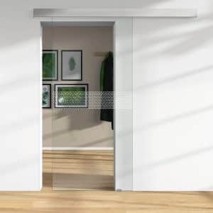 Glasschiebetür ESG Floatglas Lasermattierung  56/61 DIN LI/RE 2060 x 940 x 8 mm
