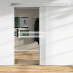 Glasschiebetür ESG Floatglas Lasermattierung  56/62 DIN LI/RE 2060 x 940 x 8 mm