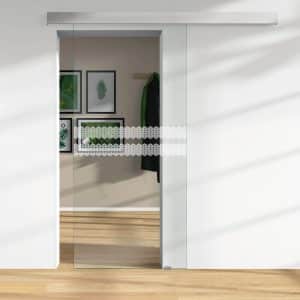 Glasschiebetür ESG Floatglas Lasermattierung  56/63 DIN LI/RE 2060 x 940 x 8 mm