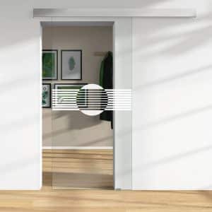 Glasschiebetür ESG Floatglas Lasermattierung  56/64 DIN LI/RE 2060 x 940 x 8 mm