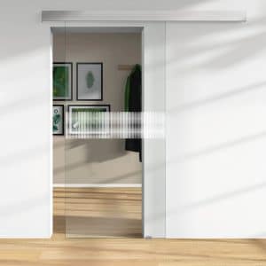 Glasschiebetür ESG Floatglas Lasermattierung  56/66 DIN LI/RE 2060 x 940 x 8 mm