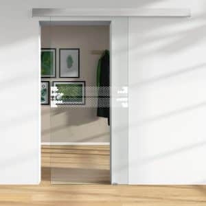 Glasschiebetür ESG Floatglas Lasermattierung  56/67 DIN LI/RE 2060 x 940 x 8 mm