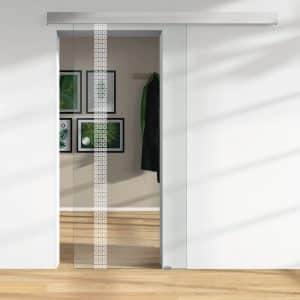 Glasschiebetür ESG Floatglas Lasermattierung  56/68 DIN LI/RE 2060 x 940 x 8 mm