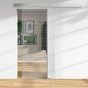 Glasschiebetür ESG Floatglas Lasermattierung  56/71 DIN LI/RE 2060 x 940 x 8 mm