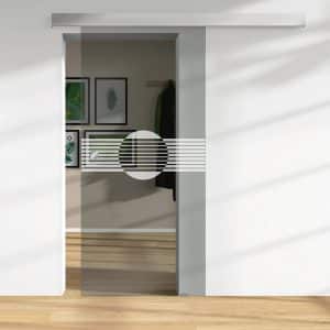 Glasschiebetür Grau Lasermattierung  L56/64  8 mm ESG - Maßanfertigung