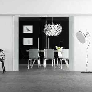 Levidor Doppelglasschiebetür Komplettset 2x 90 x 205 cm Klarglas Aluminium mit Stangengriffen