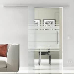 Levidor Glasschiebetür Komplettset 90 x 205 cm Hamburg Aluminium mit Stangengriff