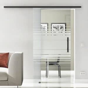 Levidor Glasschiebetür Komplettset 90 x 205 cm Hamburg Schwarz mit Stangengriff