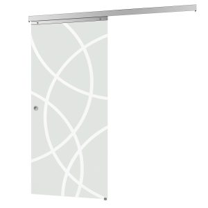 inova Glasschiebetür Kreisförmig Satiniert 1025 x 2200 mm Komplettset mit Griffmuschel inkl. 2Seitiger Softclose