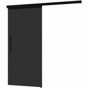 inova Glasschiebetür Schwarz Vollflächig Satiniert 900 x 2035 mm Komplettset mit Stabgriff