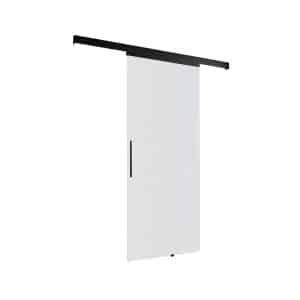 inova Glasschiebetür Vollflächig Satiniert 900 x 2035 mm Komplettset Schwarz mit Stabgriff