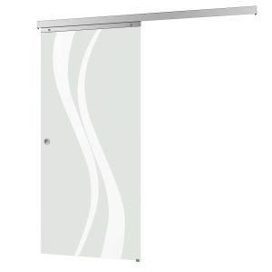 inova Glasschiebetür Wellenförmig Satiniert 755 x 2035 mm Komplettset mit Griffmuschel