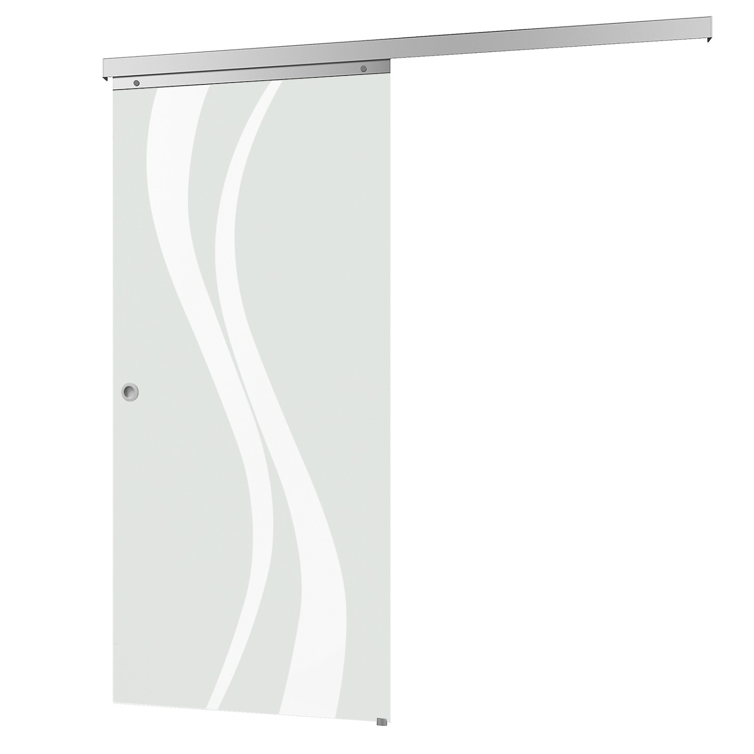 inova Glasschiebetür Wellenförmig Satiniert 755 x 2035 mm Komplettset mit Griffmuschel inkl. 2Seitiger Softclose