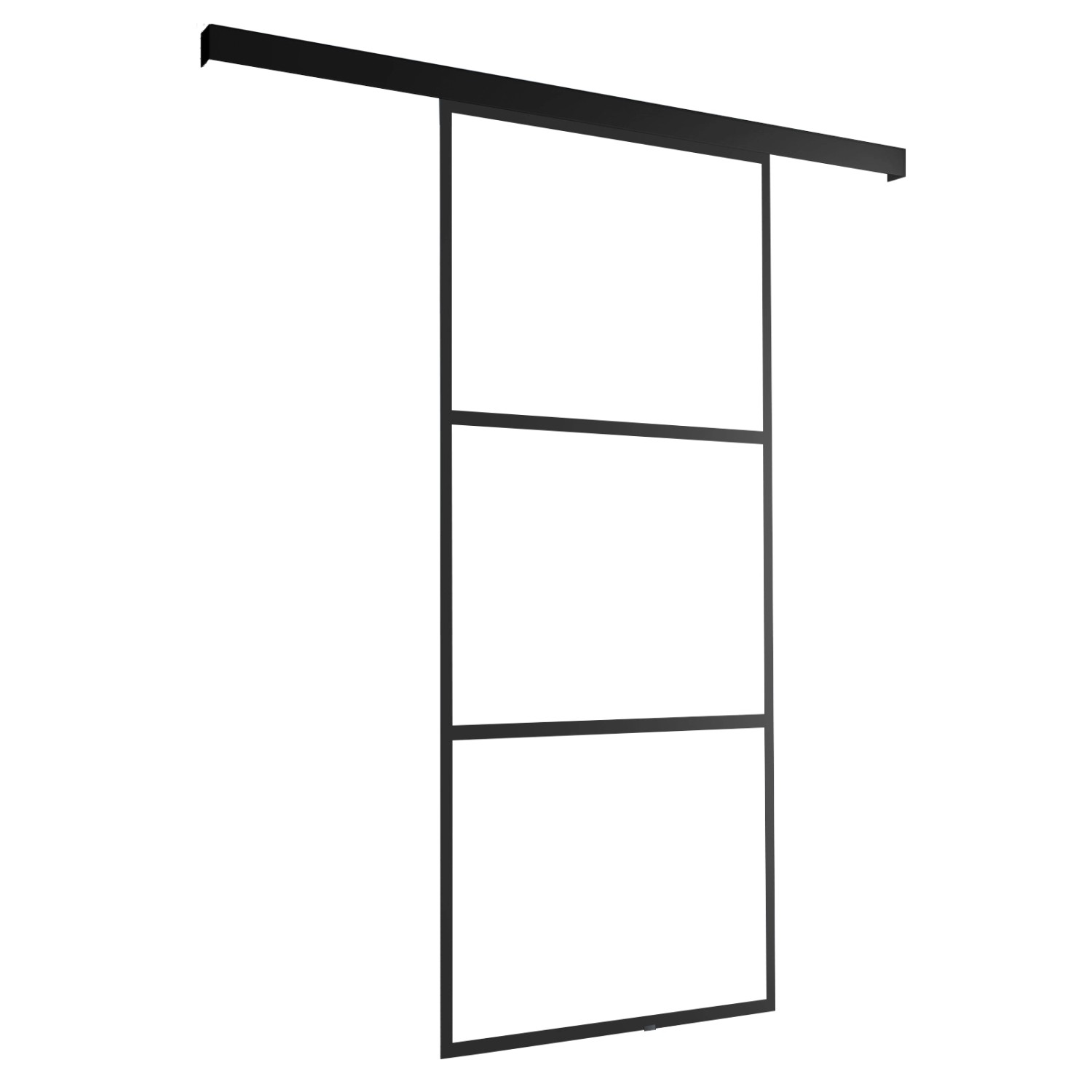 inova Loft Glasschiebetür 1025 x 2200 mm Komplettset mit Aluminium Profil Schwarz inkl. 2Seitiger Softclose