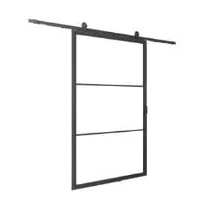 inova Loft Glasschiebetür 880 x 2035 mm 3 Felder Komplettset aus Stahl in Schwarz inkl. 2Seitiger Softclose